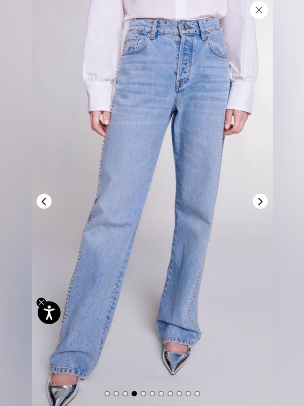 Wide-leg studded jeans